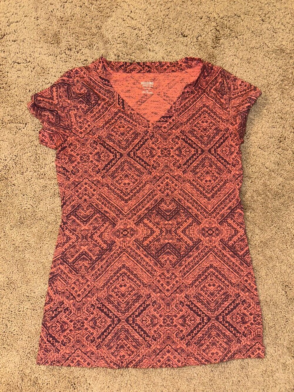 Mossimo Orange/Coral Tribal Print Short Sleeve Tee Shirt